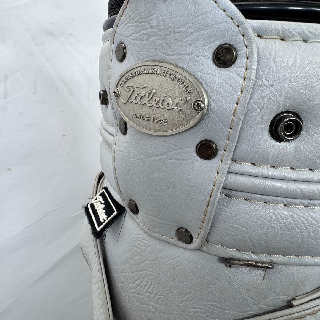 Titleist キャディバッグ 9型 6分割 レザー グレー ヘッドカバー付き