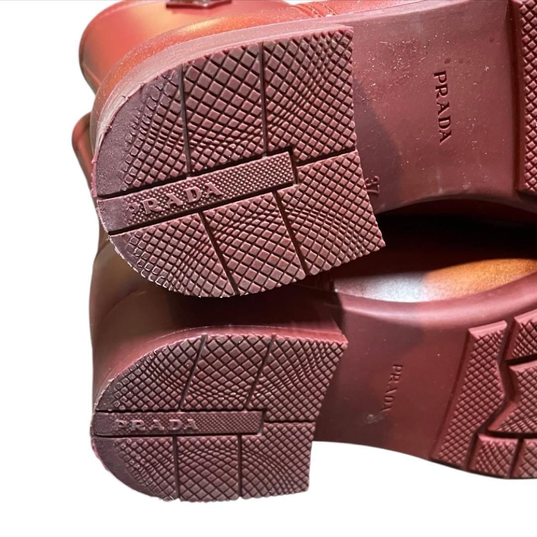 Prada プラダ　レインブーツ　バーガンディ ラバーブーツ