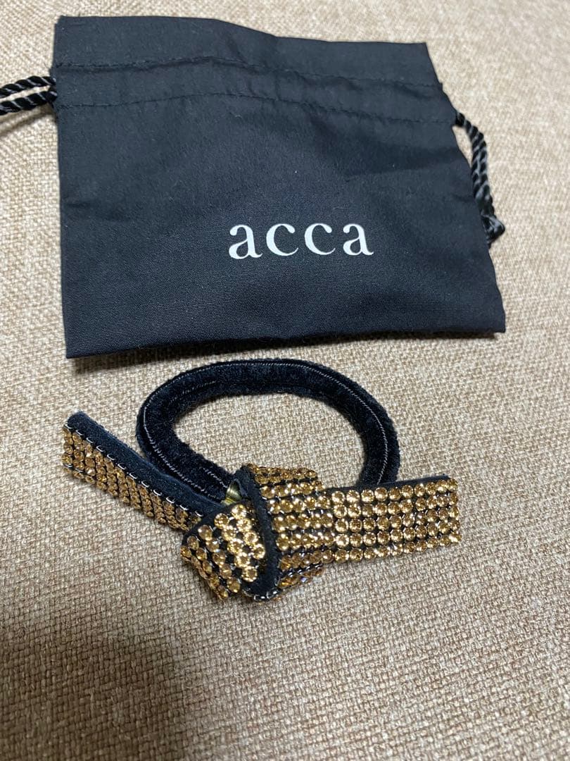acca ゴールド ラインストーンドレスポニー　ヘアゴム