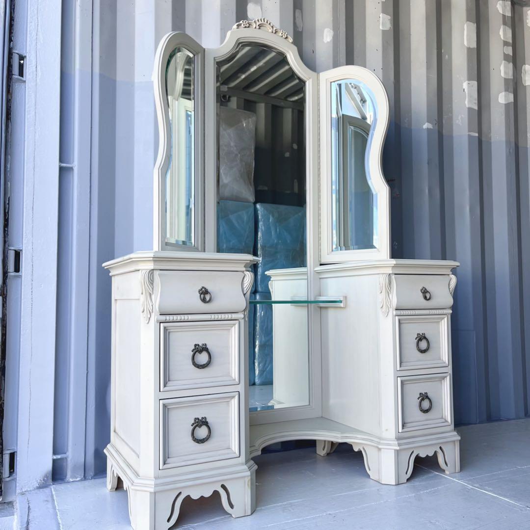 取付無料！リンホーリン レキシントン 姫系アイボリー アンティークドレッサー✨