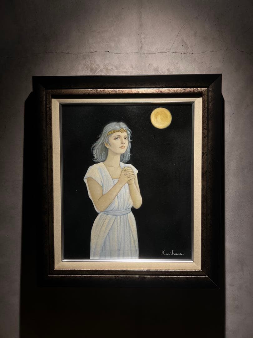 美品　栗原喜依子【祈り】肉筆油彩画　直筆サインあり