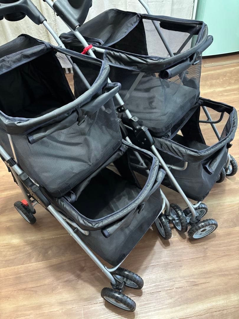 軽量ペットカート 1台 多頭飼い 折りたたみ式 黒　約120×80×51cm