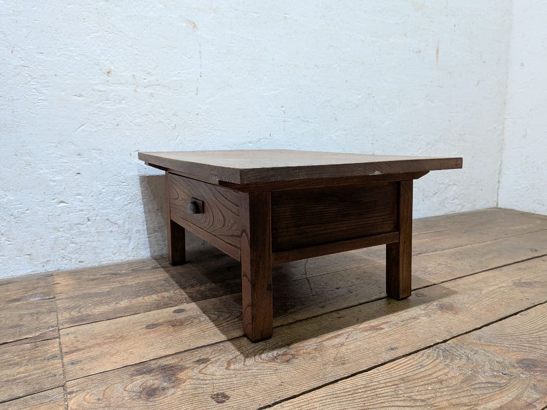 1117 アンティーク　総欅の文机　けやき　ローテーブル　陳列台　骨董　レトロ