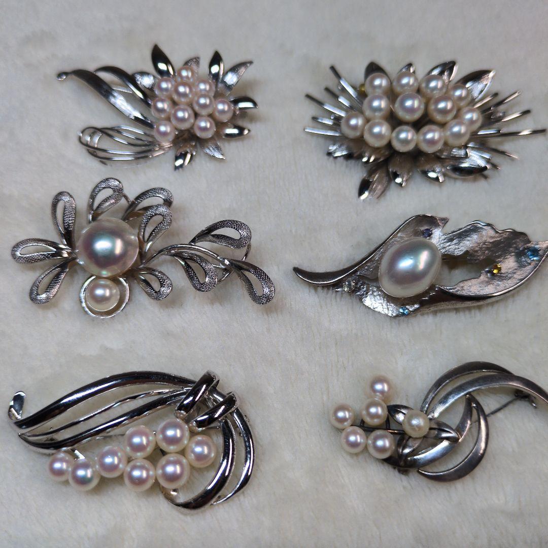 アコヤ真珠　あこや　ミキモト　ブローチ　帯留め　白蝶真珠　マベパール　ネックレス