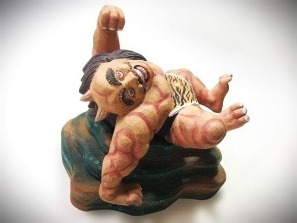 鬼 オニ 置き物 怪獣フィギュア トラ柄ふんどし