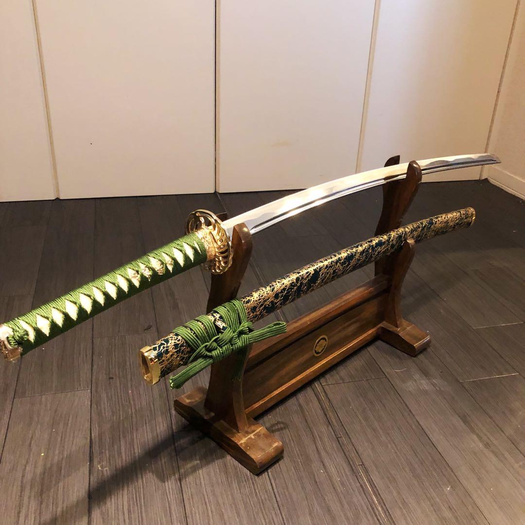 専用　高級模造刀　樋入り刀身　緑金拵え　亜合金刀身