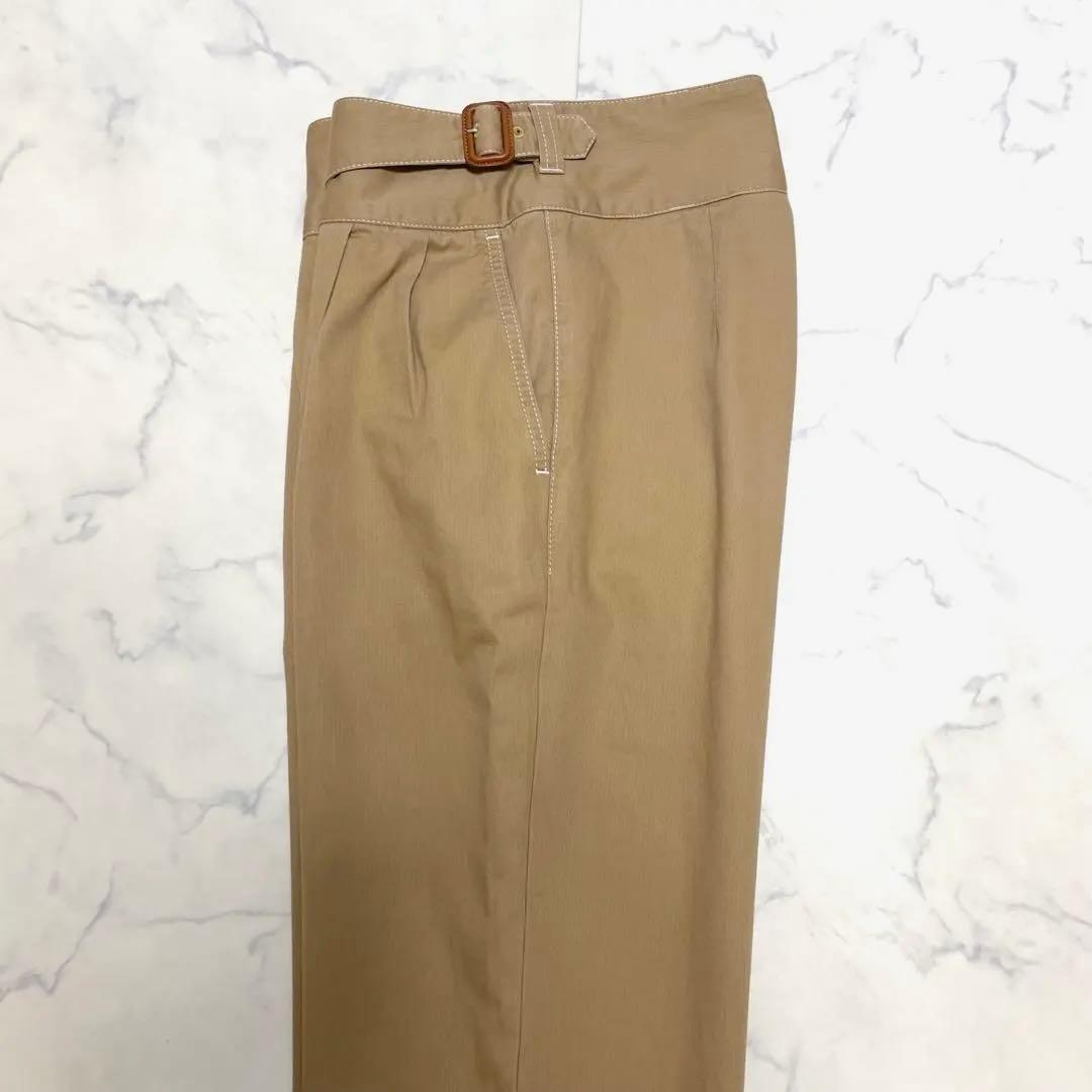 LOEWE ロエベ イタリア製 ベルト付 ハイウエスト ワイドチノ パンツ36