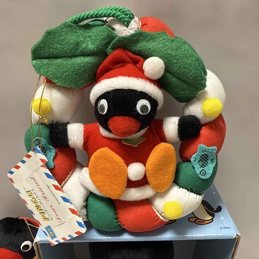 ピングー　ぬいぐるみ　クリスマス　リース　おしゃべり　レトロ　セット