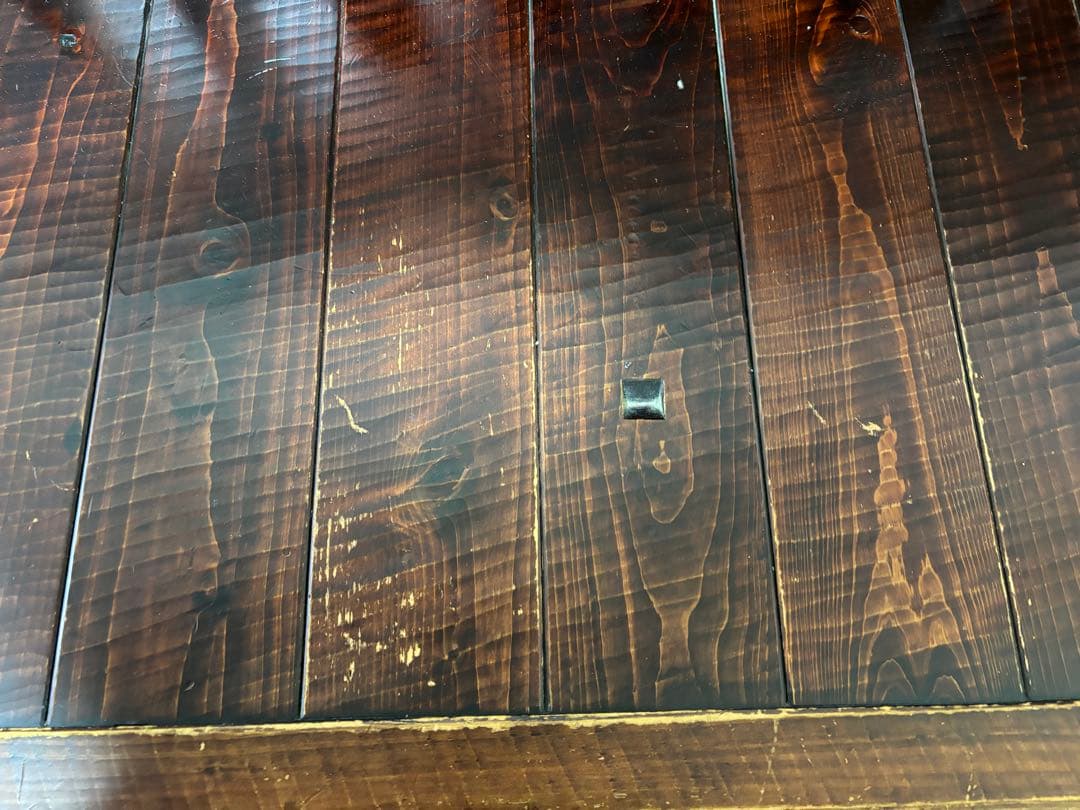 矢澤金太郎　無垢材の格子の長椅子　アンティーク