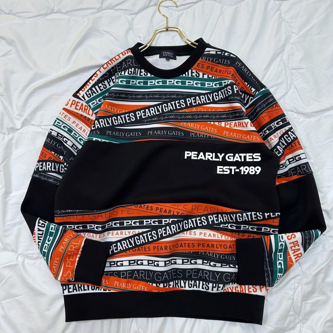 美品 PEARLY GATES カノコダンボールクルーネックトップス　サイズM