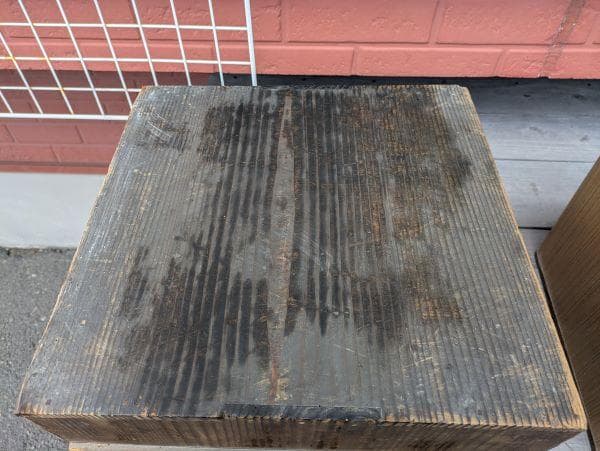 Y【中古】昭和レトロ 木製 囲炉裏 五徳 古道具 火鉢？専用木箱有り