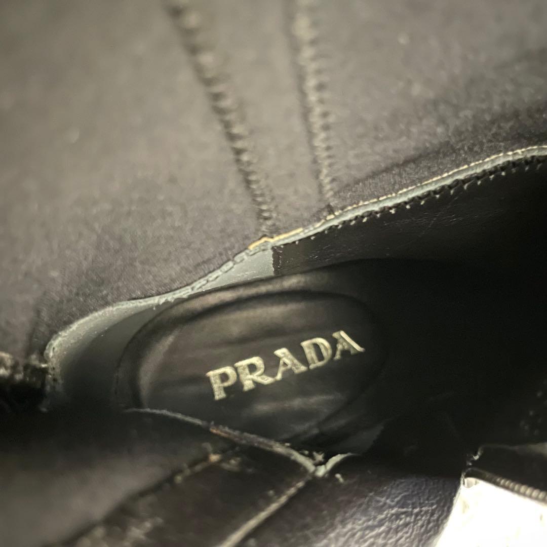 PRADA プラダ ロングブーツ サイドジップ ストレッチ 黒 ピンヒール