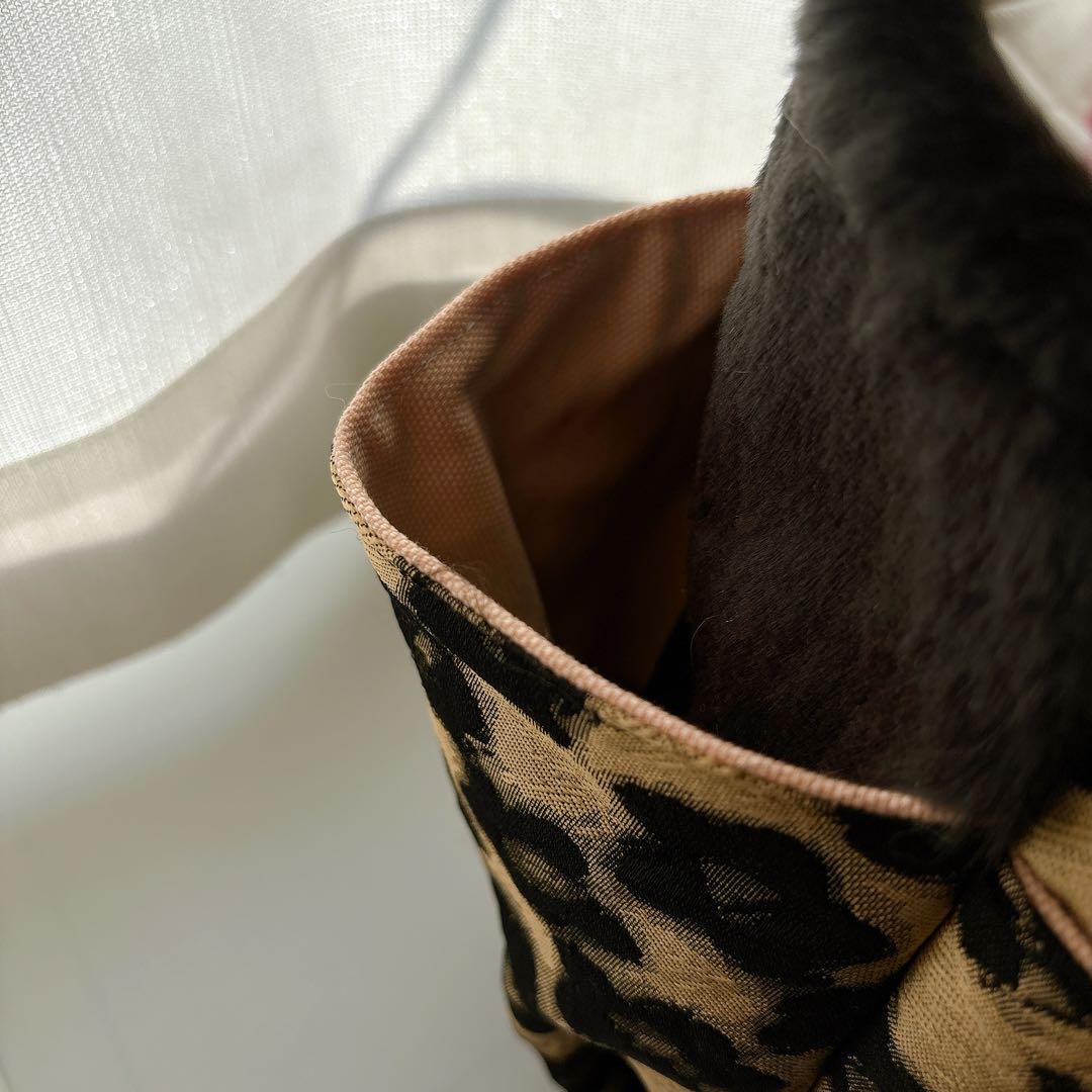 ね*】様 コヤンイサムチョン　バック　艶感ブラウン　花柄　ブラックファー