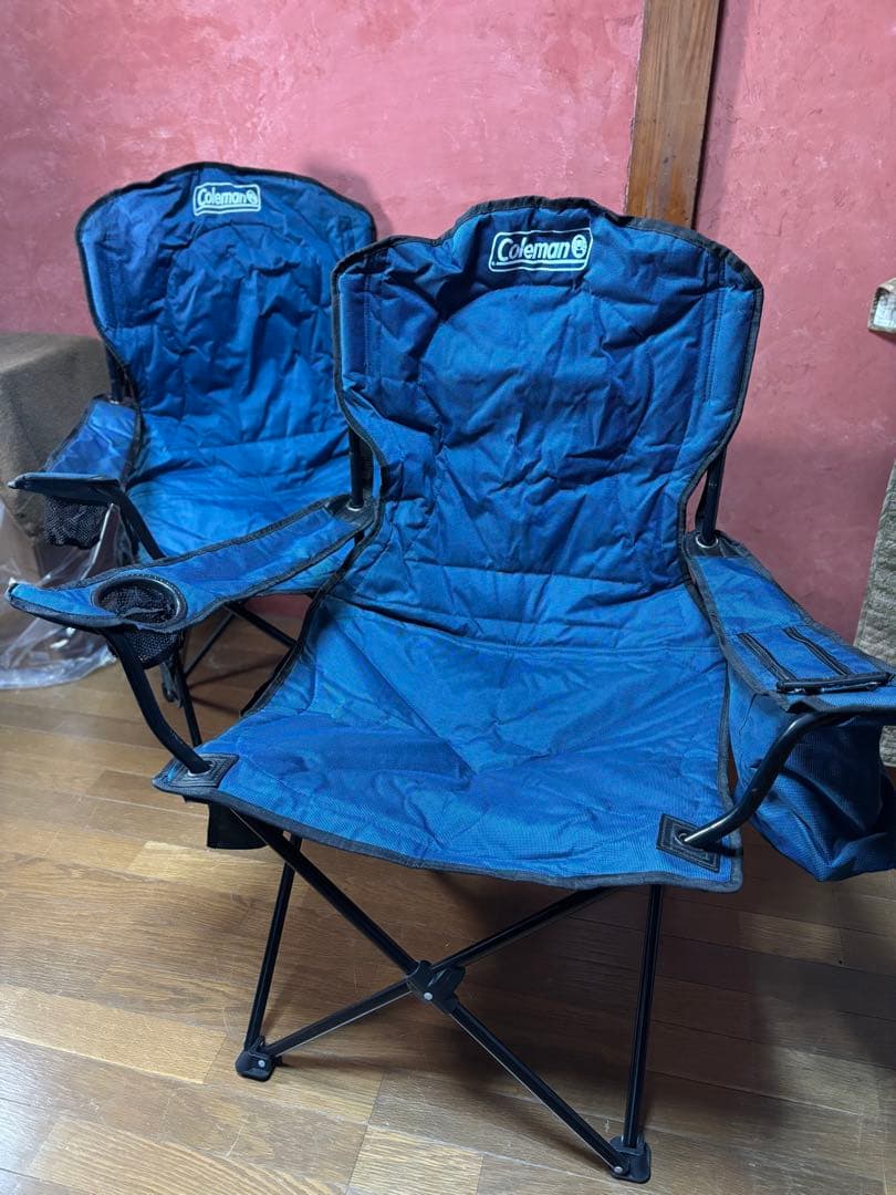 Coleman クーラー付きクアッドチェアネイビー 折りたたみチェア 2脚セット
