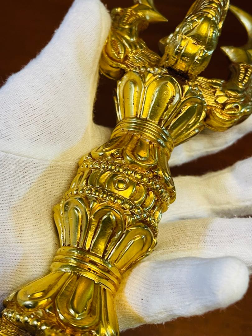 新品 未使用 法具 24金張 五鈷杵 ヴァジュラ 希少特大 サイズ約23㎝　29