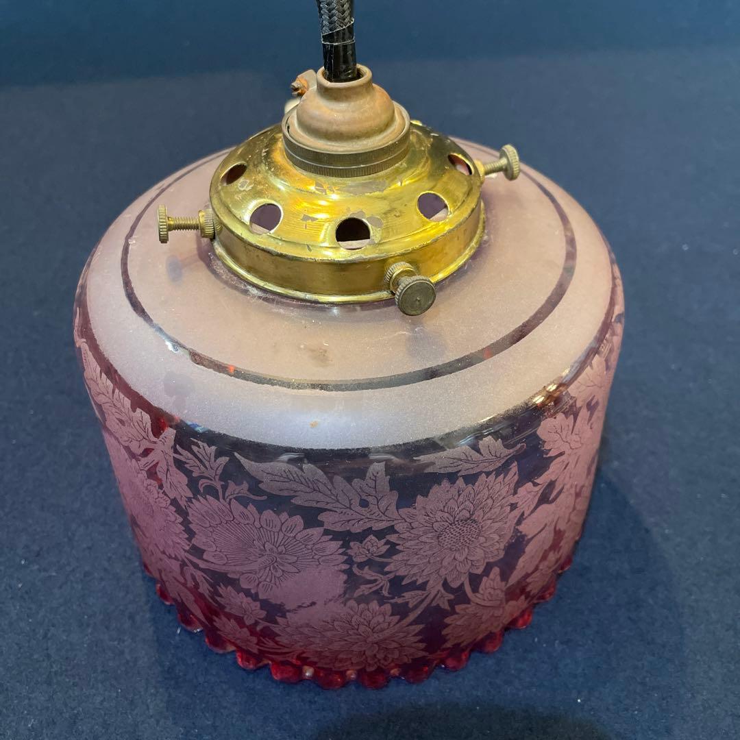 電笠　電傘　照明　ヨーロッパ(英国)　※アンティーク・レトロなガラス 照明