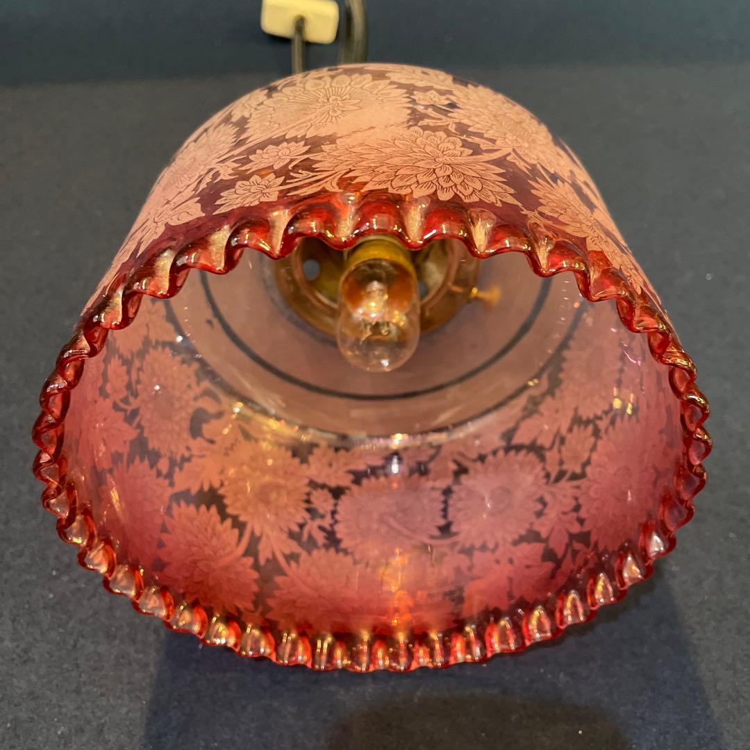 電笠　電傘　照明　ヨーロッパ(英国)　※アンティーク・レトロなガラス 照明