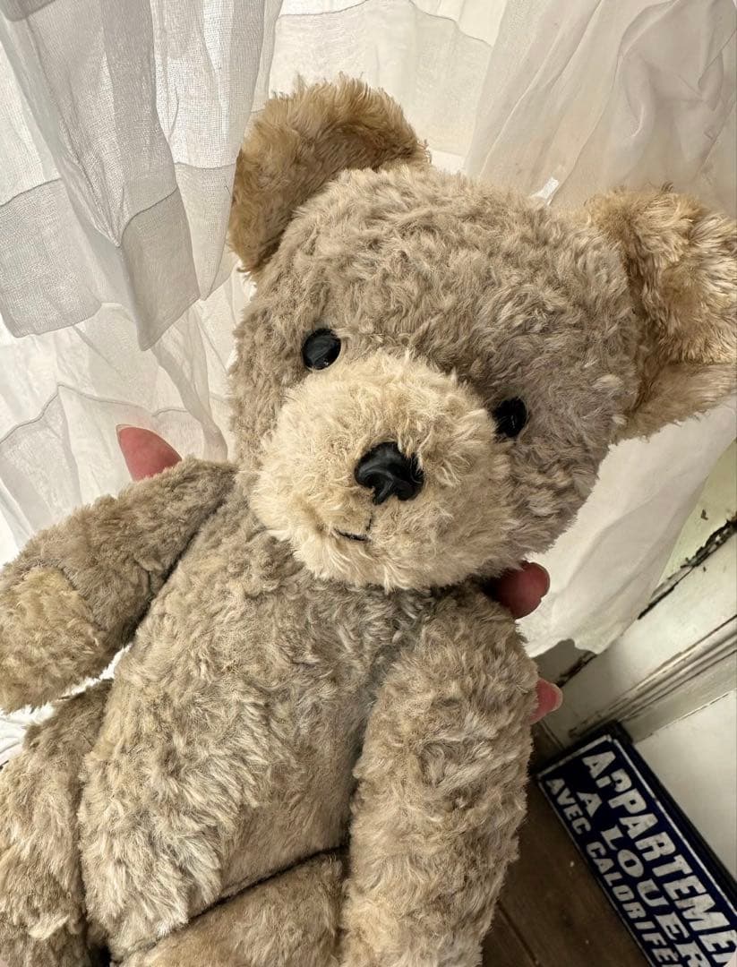 フランス アンティーク とっても可愛い お顔と お色がグレージュ ベアちゃん