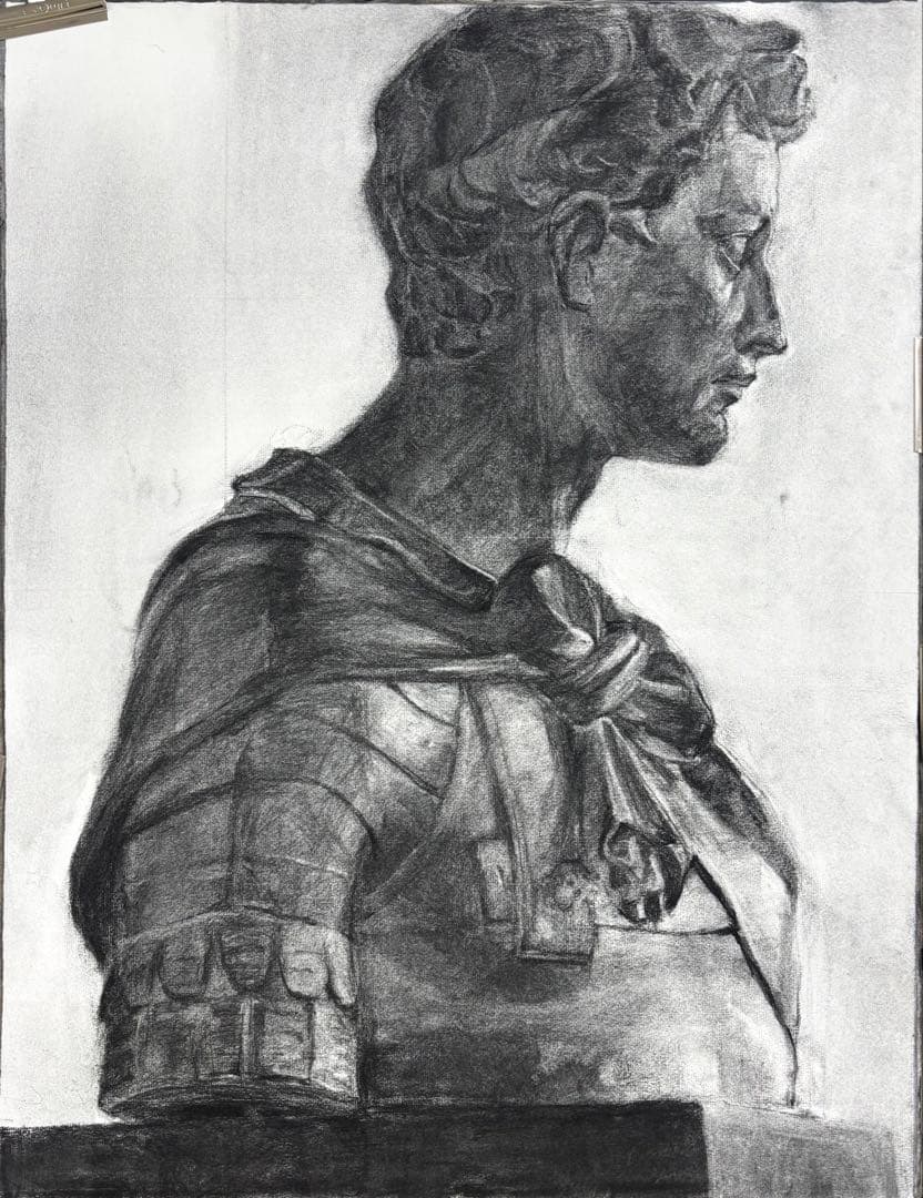 ジョルジョ胸像 木炭デッサン 木炭画