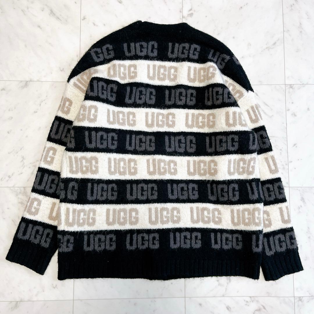 希少✨UGG アグ カーディガン グラフィック ロゴ ボーダー モノトーン