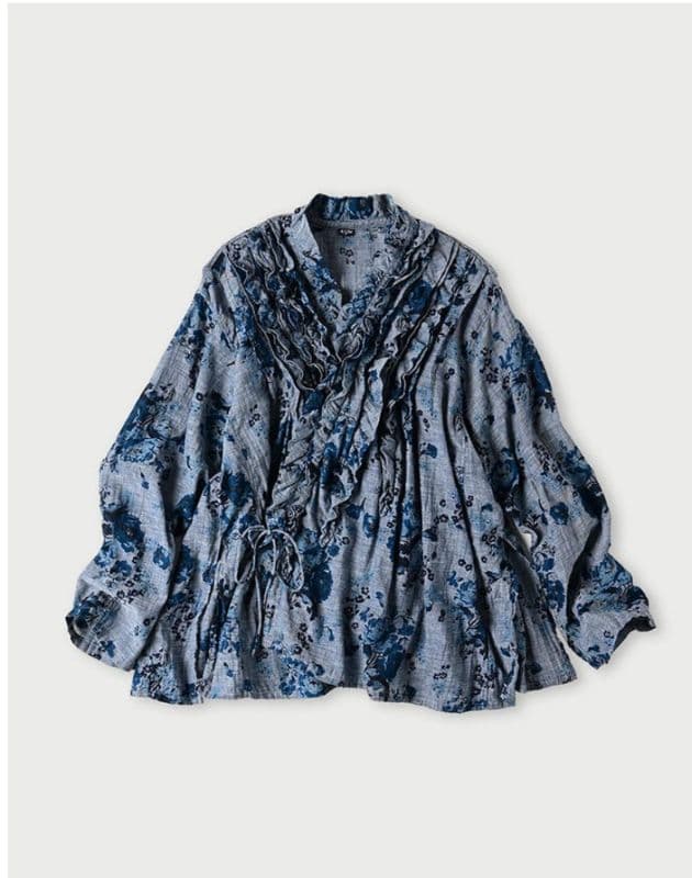 45R45rpm カーゼローズプリントのカシュクール（インディゴ）