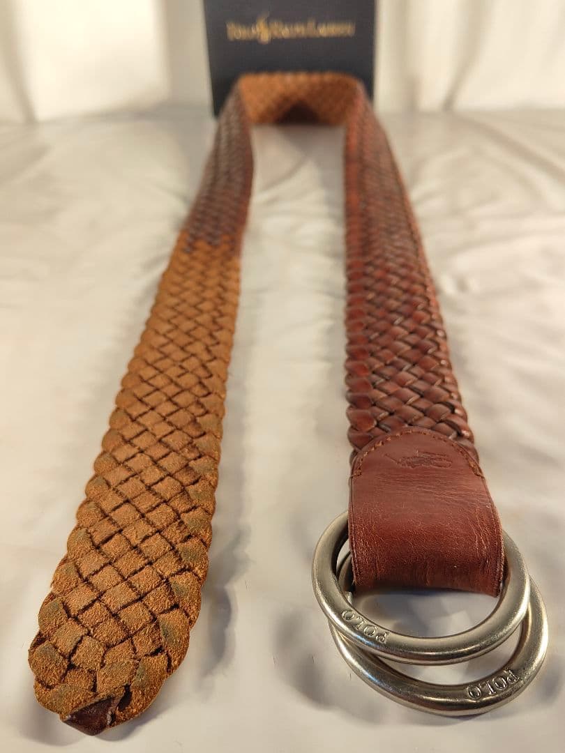 【ヴィンテージ】PRL ポロラルフローレン　高級ダブルリング編み込みドレスベルト