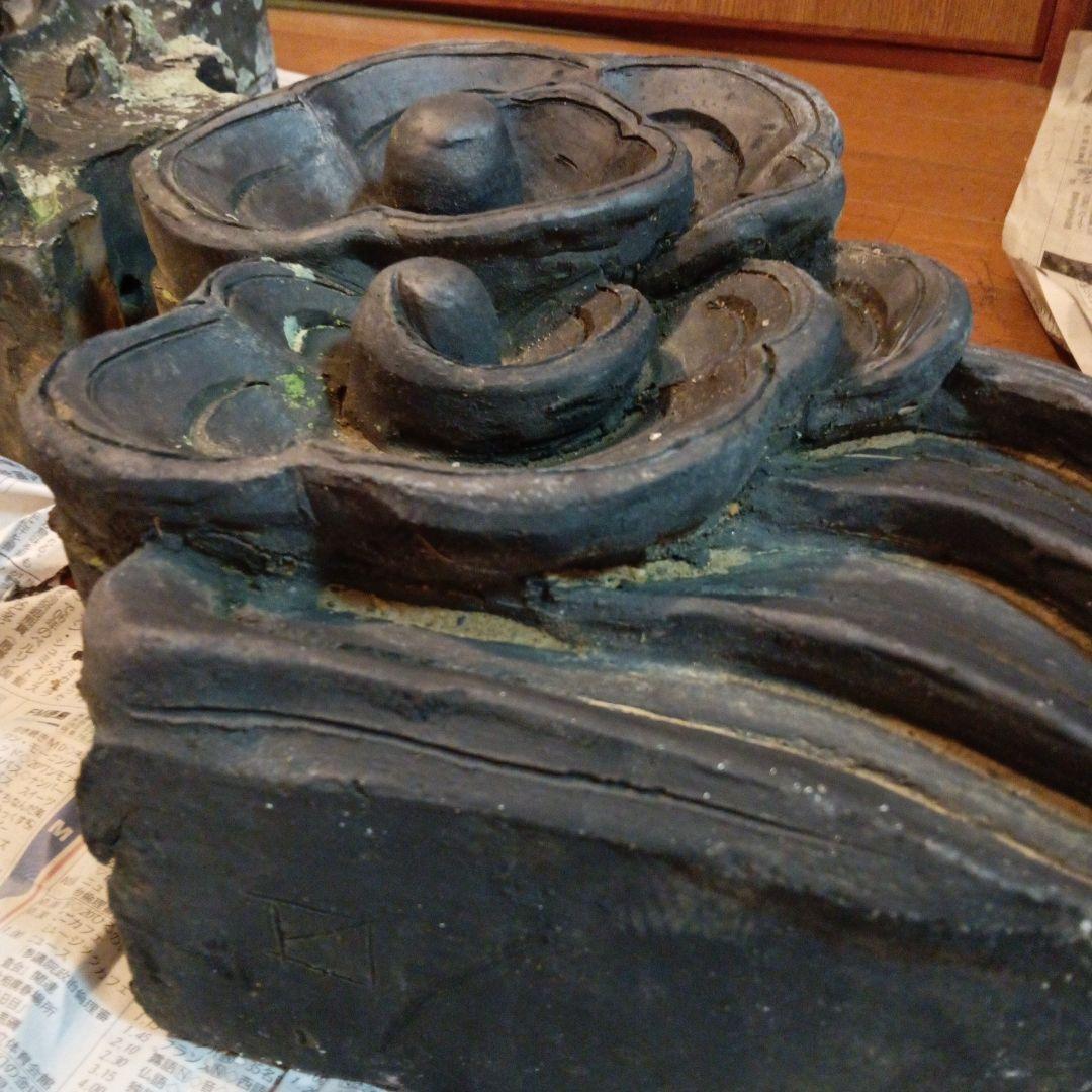 江戸時代中期頃超特大サイズ極稀少レア鬼師超絶技巧造寺社屋根大棟魔除け鬼瓦当時物