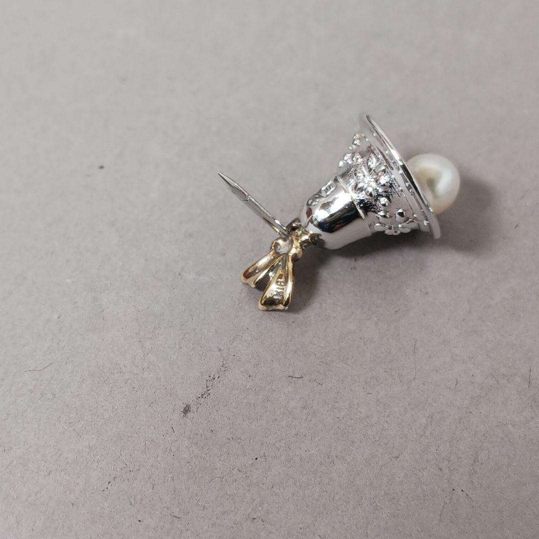 【良品】TASAKI タサキ ピンブローチ タイピン ベル K18 シルバー