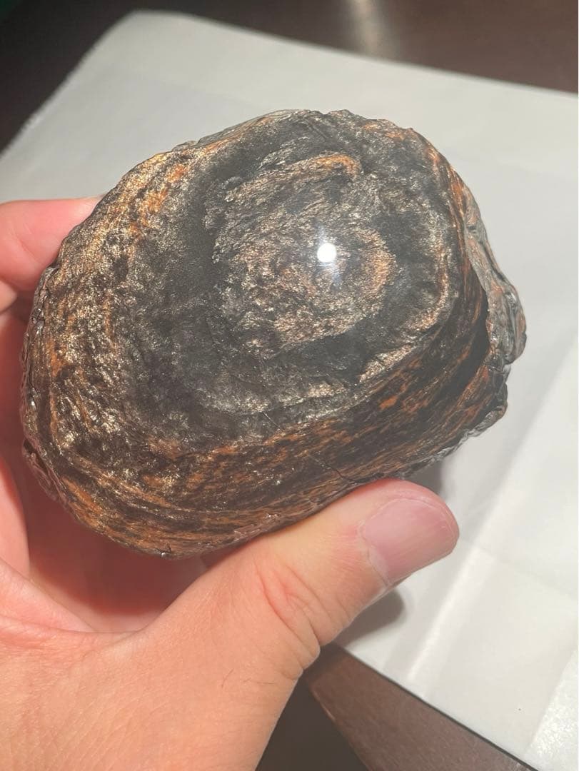 研磨品　十勝石玲瓏　ゴールデンマホガニーオブシディアン　特級品