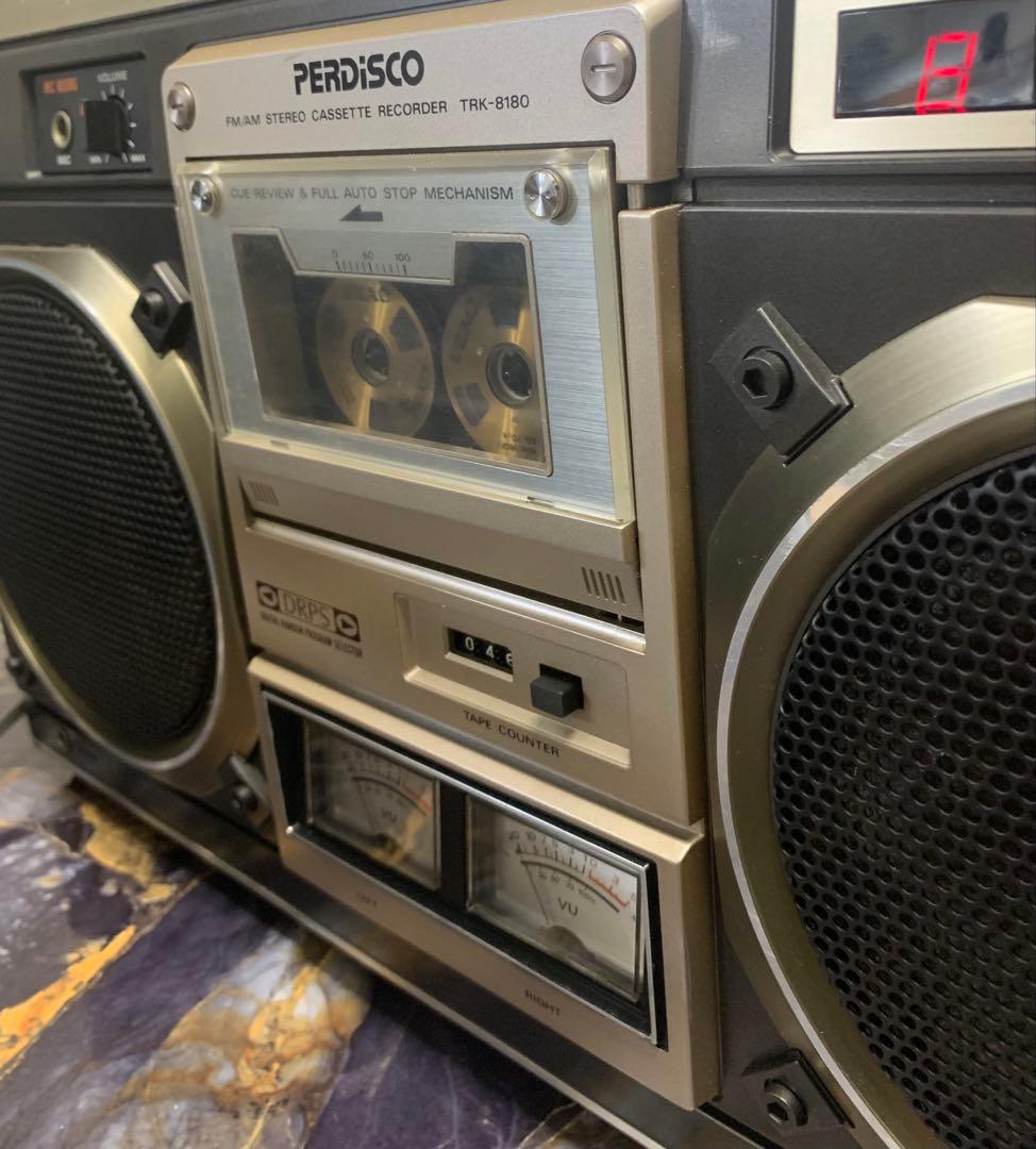 動作品HITACHI PERDISCO 日立 ラジカセ TRK-8180ラジオ