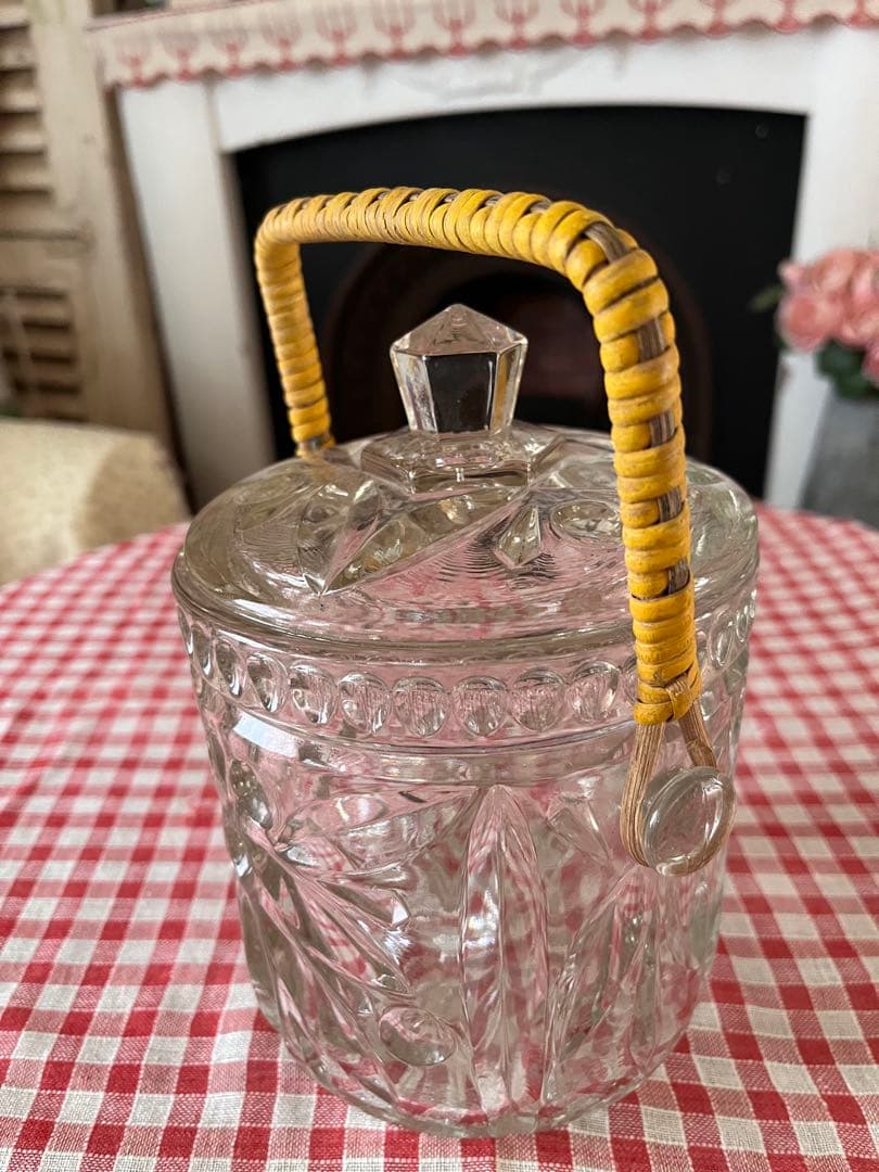 イギリスアンティーク ガラスビスケットジャー ガラスお菓子入れ ボンボンジャー