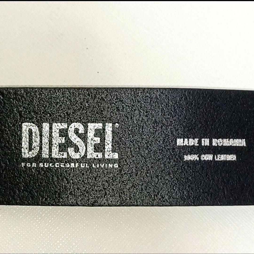 【美品】DIESEL　ディーゼル　メタルDバックル　カウレザー　ベルト　ブラック