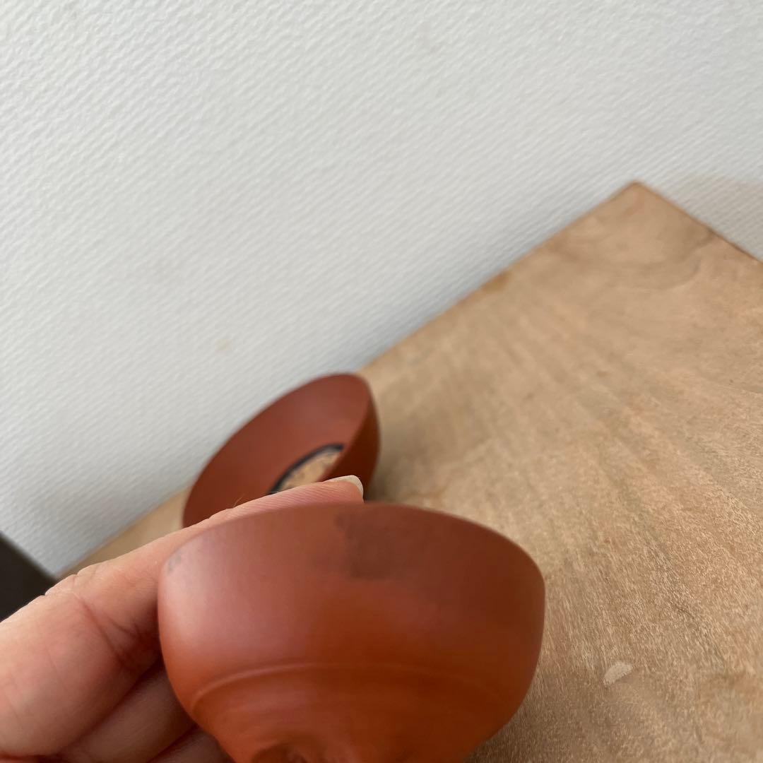 人間国宝　伊藤赤水　鬼面盃　無名異焼 朱泥　お猪口