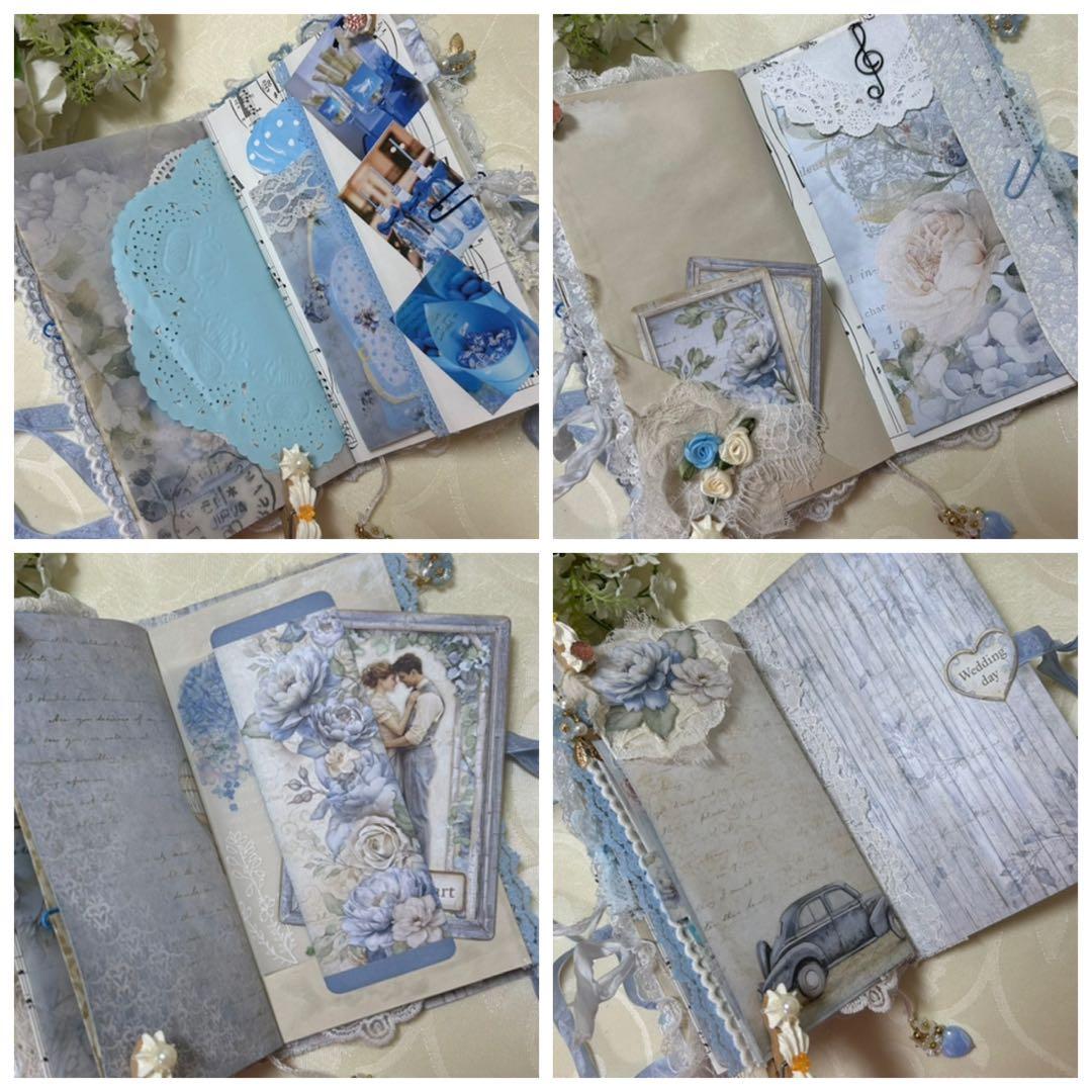 薔薇とレースのジャンクジャーナル・雑記帳　Blue Wedding