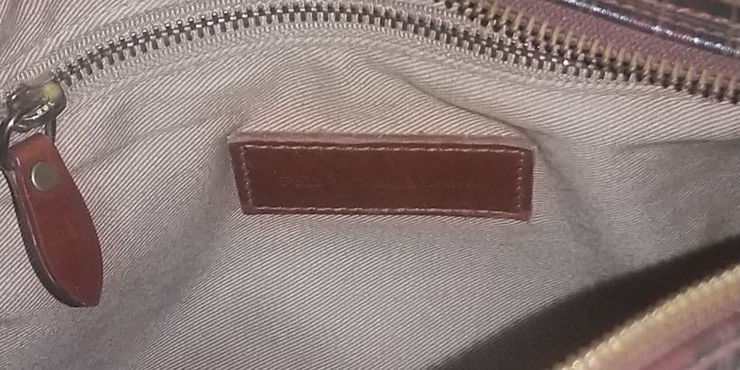 ポロラルフローレン ミニボストンバッグ チェック柄 ブラウン