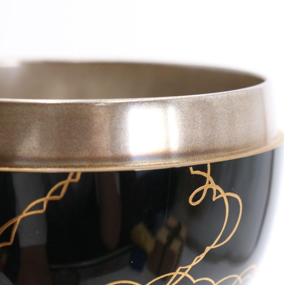 平安 雄斎作 鳳凰金蒔絵 平棗 内銀溜塗 茶道具 共箱　SV599　NT9