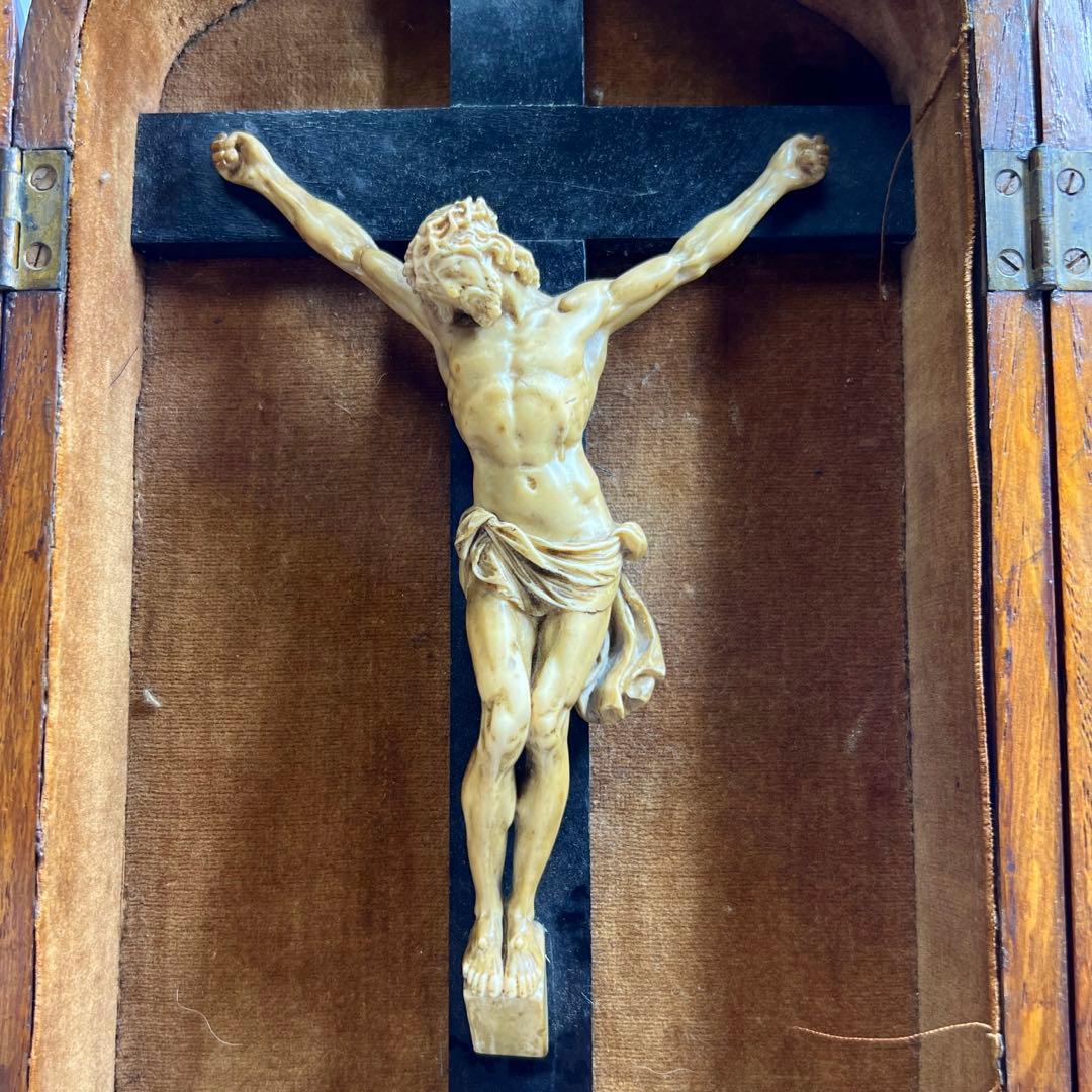 古代　キリスト　逗子入　全体高さ31㎝/647g 東Y7-0717①トトオ