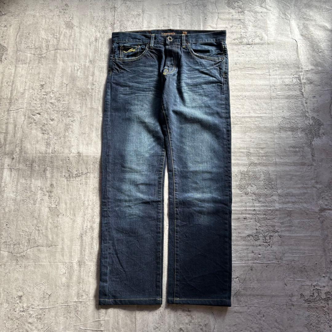 Ed Hardy タイガー刺繍 ウォッシュ加工 デニムパンツ 32×34 美品