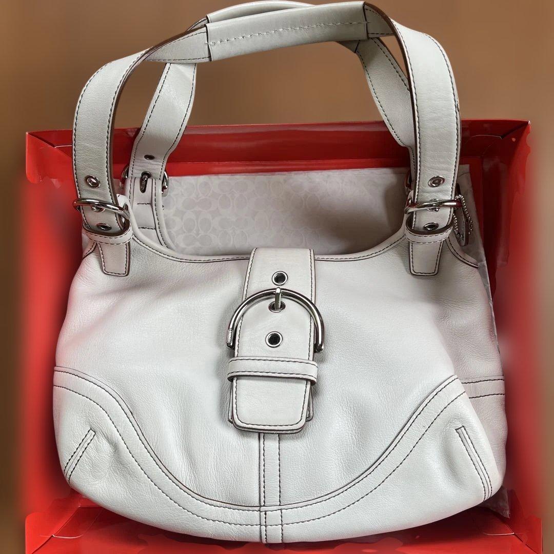 未使用 COACH ホワイトレザー ハンドバッグ コーチ ショルダーバック