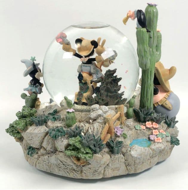 (美品)ミッキーマウス スノードーム ウエスタン オルゴール 置物
