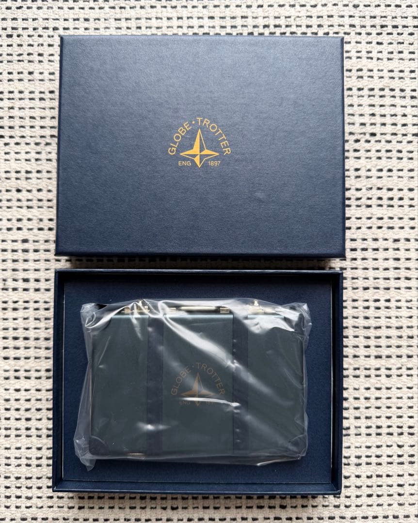 非売品 GLOBE-TROTTER 名刺入れ トランク型　新品　ネイビー