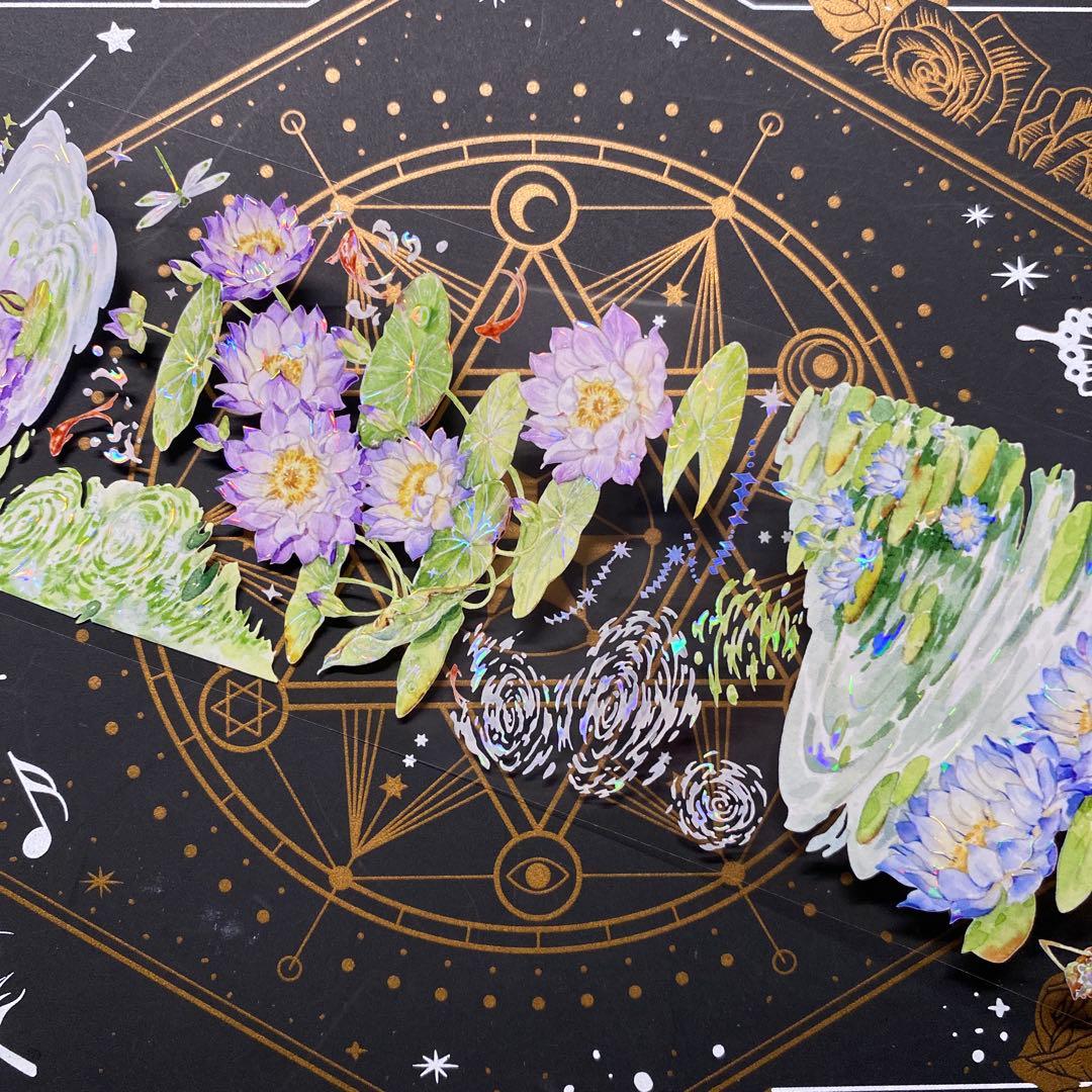 【9152】海外　マスキングテープ　中古巻　貝殻光ハス　波紋水紋　装飾系残量多め