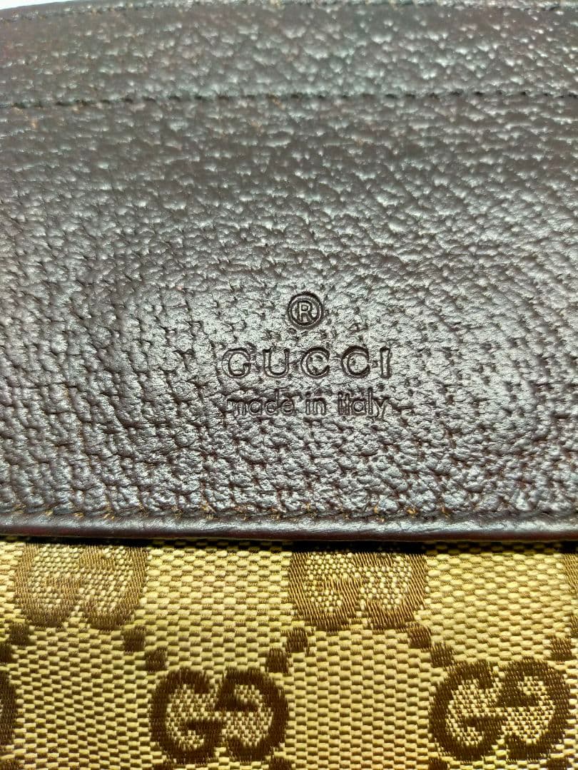 GUCCI グッチ GGキャンバス ボディバッグ レザー ブラウンベージュ