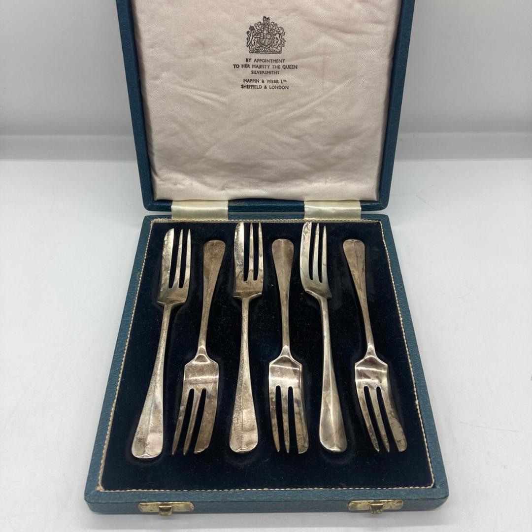 ▼Mappin&Webb ケーキフォークセット　ホールマーク　1935年