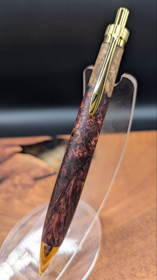 590超極上ホンジュラスローズウッド瘤杢　木軸シャーペン　ボールペン