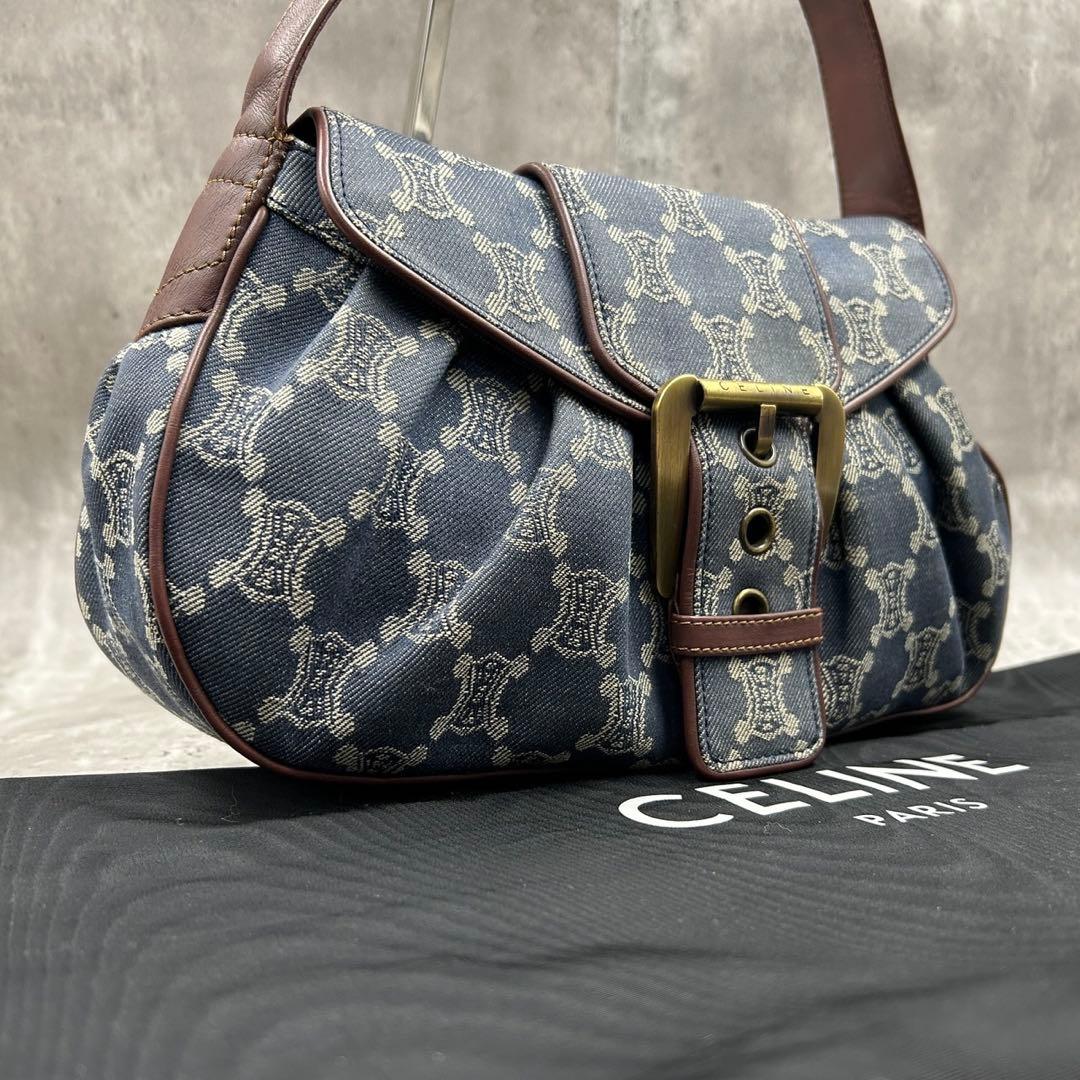 【極美品】 セリーヌ ワンショルダーバッグ パリマカダム デニム ロゴ金具