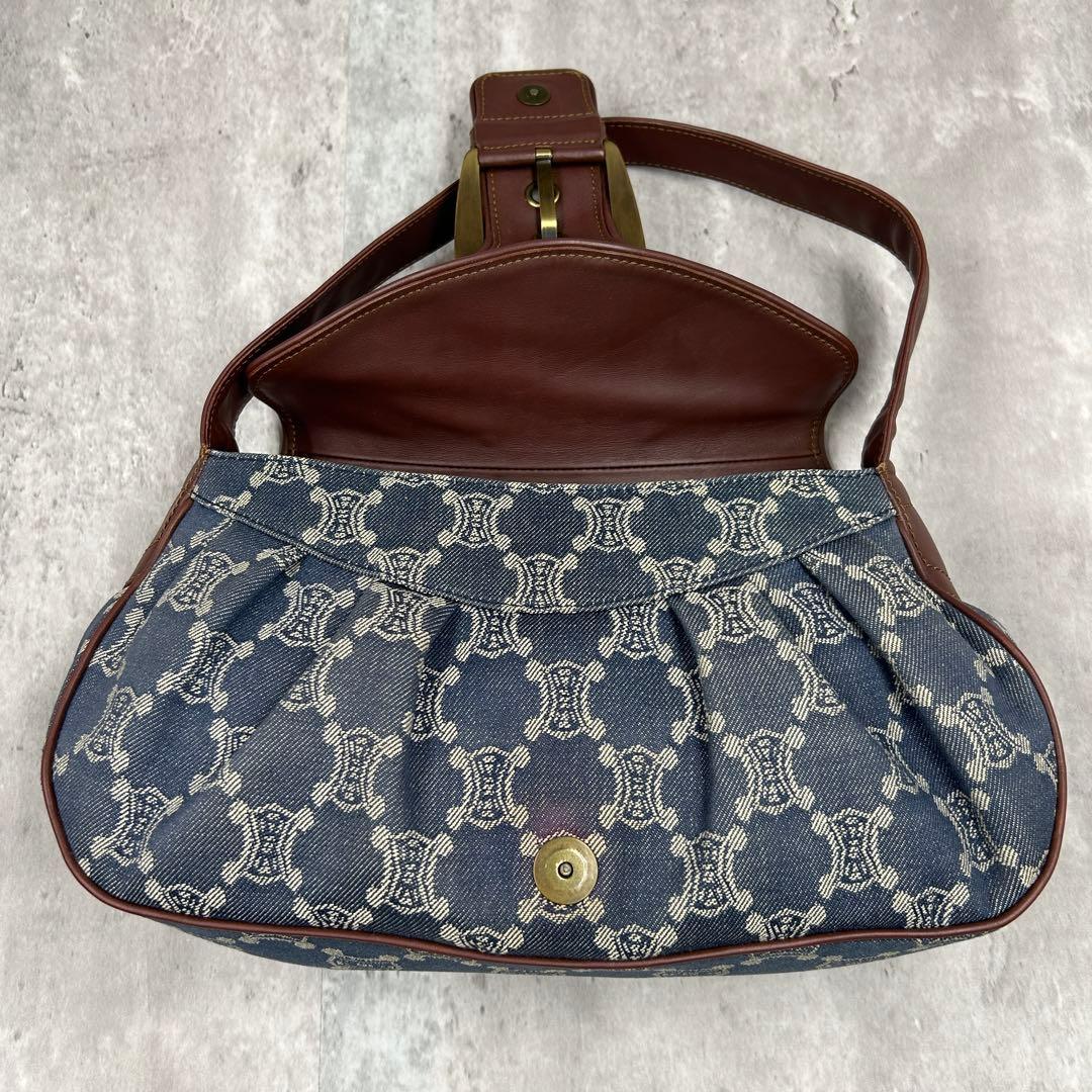 【極美品】 セリーヌ ワンショルダーバッグ パリマカダム デニム ロゴ金具