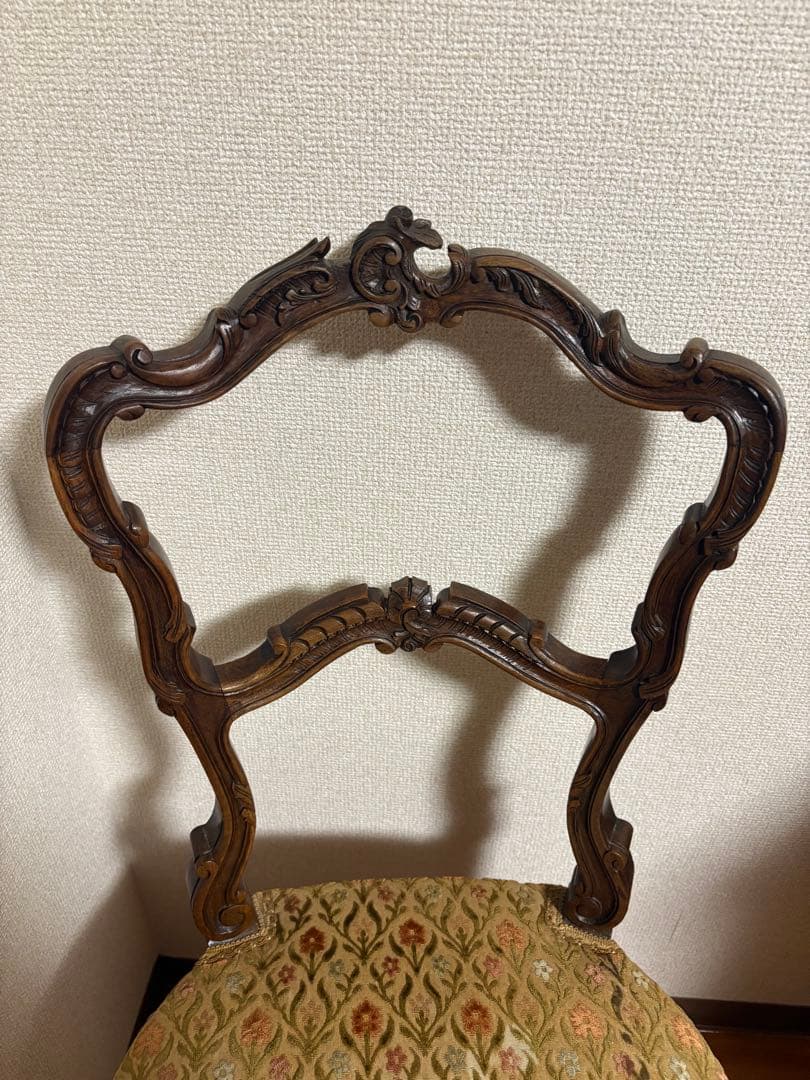 アンティーク家具 椅子 花柄チェア 木製　猫脚