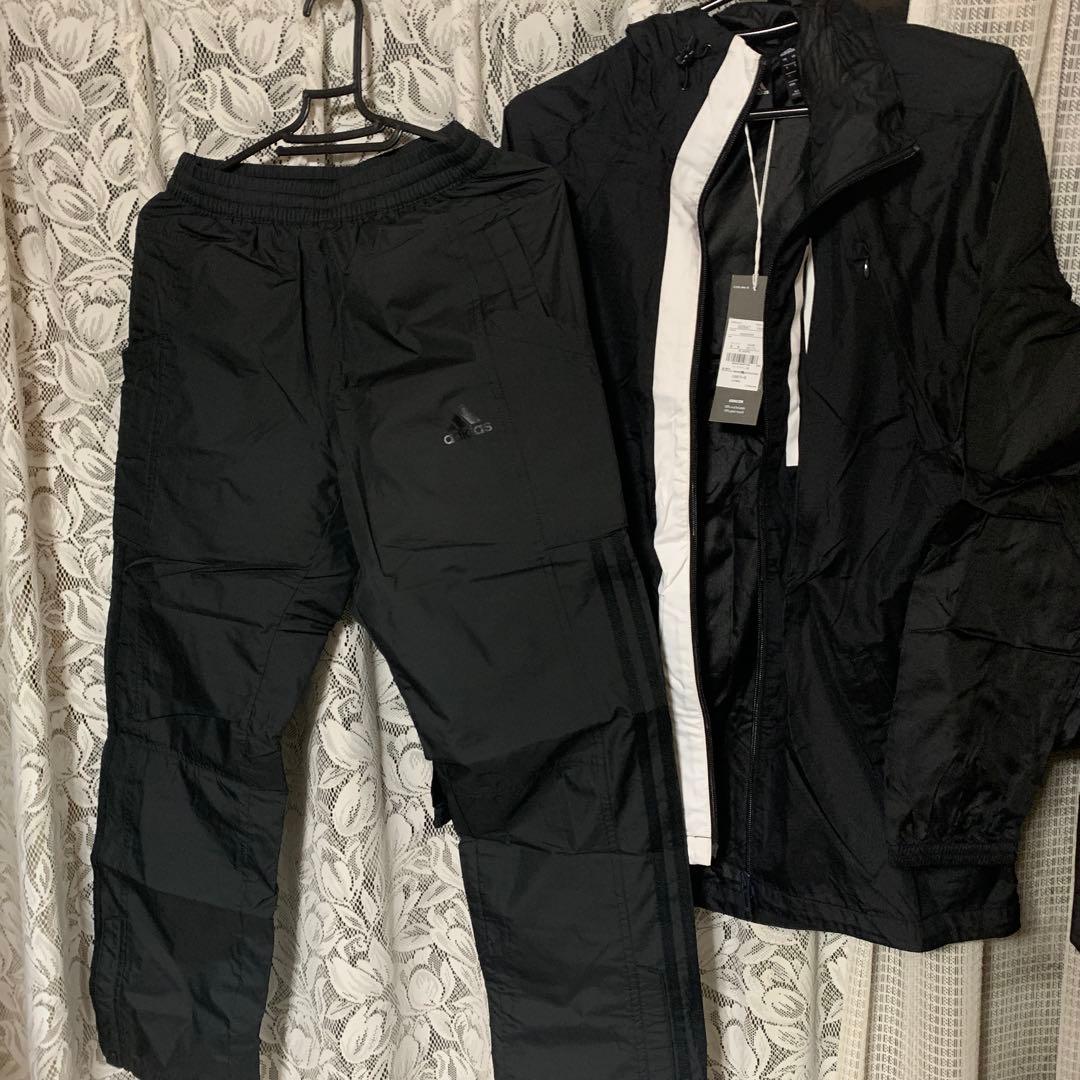 adidas ジャージ上下セット ブラック/ホワイト MS