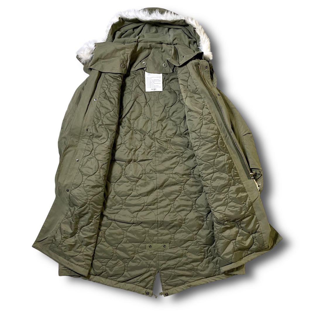 M ビームス 裏地キルティング ビッグシルエット 2way モッズコート カーキ